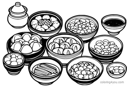 Chinese new year foods illustration