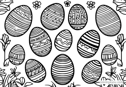 Uova di Pasqua tradizionali in vari colori e disegni