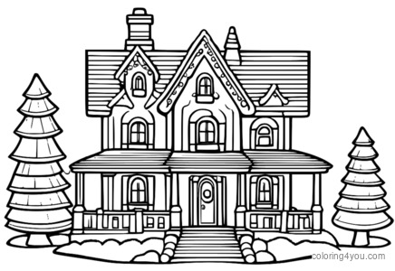 Gingerbread House Coloring Page - Fun and Festive Holiday Scene