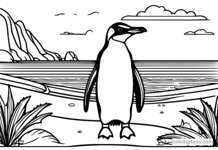 Pinguïn die met een krab op het strand loopt