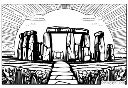 barevné vektorové ilustrace Stonehenge, starověké prehistorické památky.