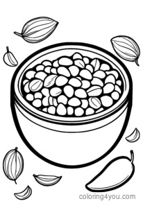 Mango and nut trail mix coloring page