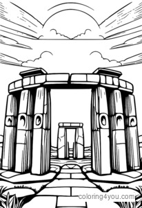 farverig vektorillustration af Stonehenge, det gamle forhistoriske monument.