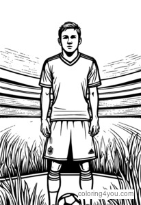 Sweaty soccer player coloring page, World Cup football, sporty