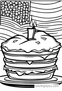 US Independence Day apple pie coloring page