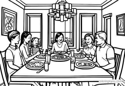 Family having dinner together with a thought bubble saying 'Spend quality time with family this year'