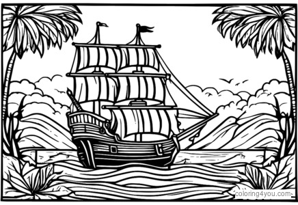 Coloring page of a pirate flag with a festive holiday theme.