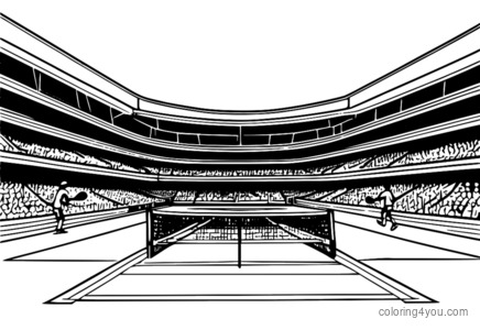 Tennis doubles competition coloring page - nakakatuwang mga guhit para sa mga bata