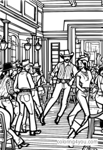 Line dance ve westernovém saloonu