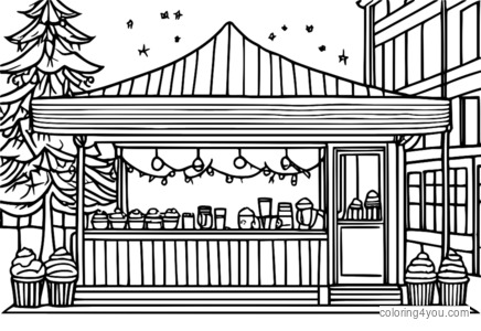 Holiday Festival Coloring Pages - Hot Chocolate Stand