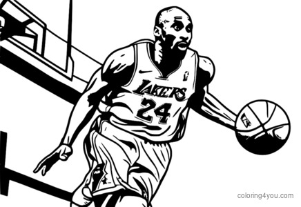 Kobe Bryant i et fadeaway hoppskudd, fargeleggingsside