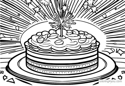 Makabayan na apple pie coloring page para sa US Independence Day