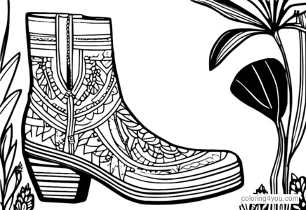 Dibujo para colorear de zapatos boho de inspiración sudafricana