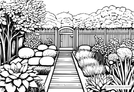 pages à colorier d'enfants jardinant le jour de l'été