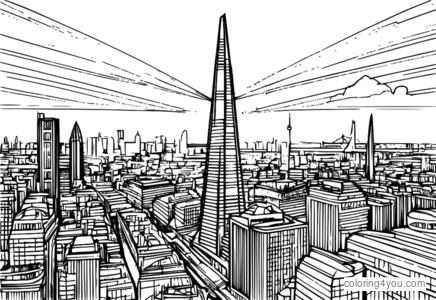 ภาพประกอบอาร์ตเดโคของอาคาร The Shard ในลอนดอน