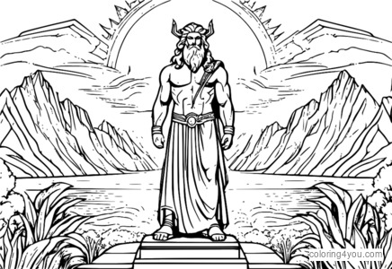 Görkemli Bir Ortam İllüstrasyonunda Zeus