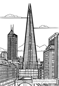 Art Deco ilustracija zgrade The Shard u Londonu