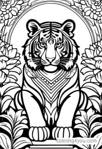 Coloriage Tigre Dieu de la Protection de la mythologie hindoue