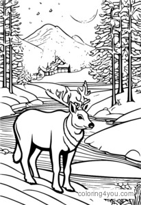 Winter Scene Coloring Page