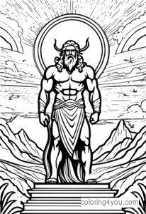 Görkemli Bir Ortam İllüstrasyonunda Zeus