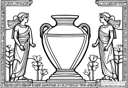 Chiếc amphora Hy Lạp cổ đại có hình màu vàng và đỏ, cảnh Hermes