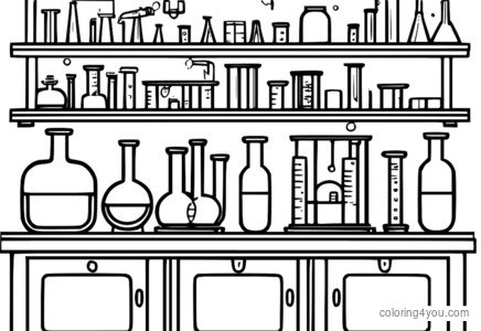 həcmləri ölçən kimya laboratoriyasının rəngləmə səhifəsi