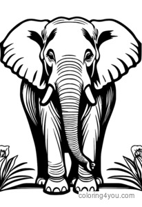 Coloring Page of Angry Elephant with Speech Bubbles