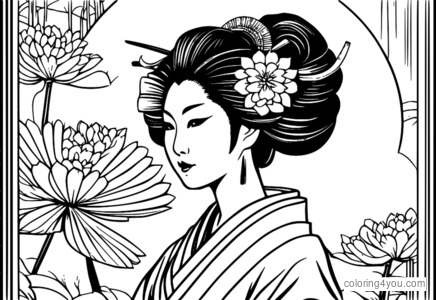 Geisha som bär en traditionell forntida japansk kimono