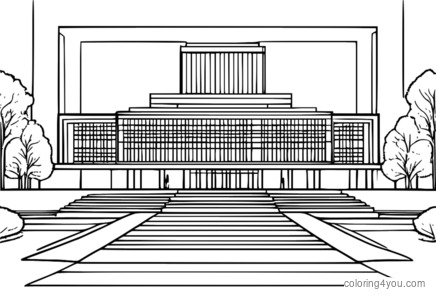 Exercițiu pagini de colorat cu design modern de muzeu