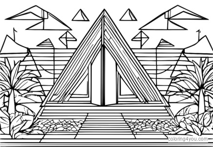 Grappige kleurpagina's met geometrische patronen en driehoeken en vierkanten