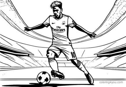 Neymar Jr soccer player coloring page