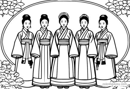 A group of people in Hanbok attire celebrating Seollal