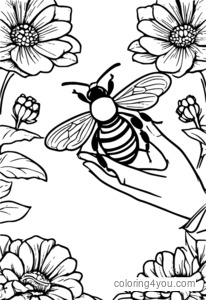 Coloriages Insectes : Apiculteurs et abeilles (gros plan)