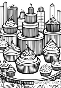 Cupcakes recycling paper coloring page