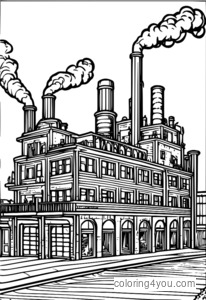 Factory on fire during the Industrial Revolution