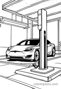 Tesla electric car charging at a supercharger station