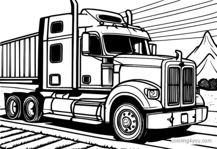 4th of July Red Truck Coloring Page for Kids