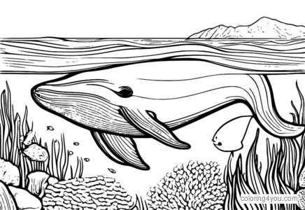 Sei whale coloring page para sa mga bata