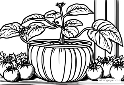 Desenho de planta de tomate para colorir para crianças