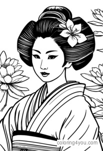 Geisha japonaise traditionnelle dans un magnifique kimono