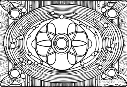 Hình minh họa cách điệu của các nguyên tử và electron trong một môi trường vui tươi.