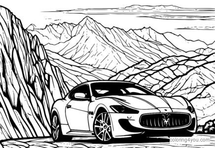 หน้าระบายสีรถยนต์ Maserati GranTurismo สำหรับเด็ก