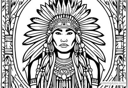 Ilustrasyon na nagtatampok ng tradisyonal na mga motif ng Native American