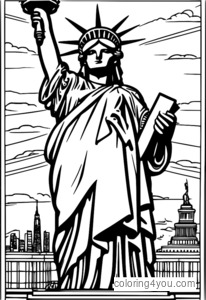 Coloring page of the Statue of Liberty as a monument in New York City