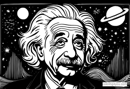 Albert Einstein da colorare con creatività