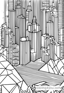 Une conception de grille complexe avec des formes abstraites et des couleurs vives