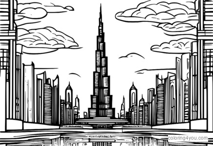 Il-Burj Khalifa f'Dubaj paġna tal-kulur divertenti