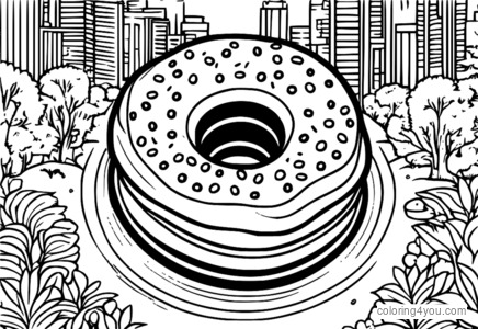 Donut com glacê e granulado, ilustrações infantis fofas, famílias