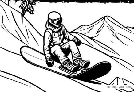 Detailed illustration of a snowboard with bindings and straps