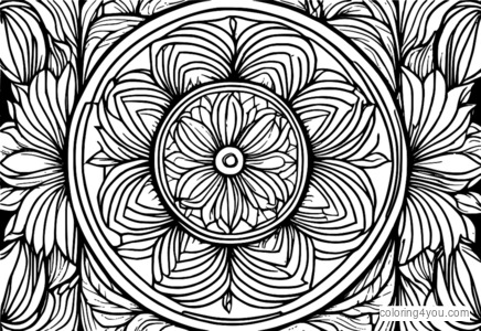 Desenho floral em espiral com tema espacial para colorir